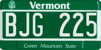 VT license plate BJG225