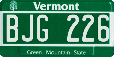 VT license plate BJG226
