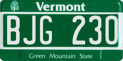 VT license plate BJG230