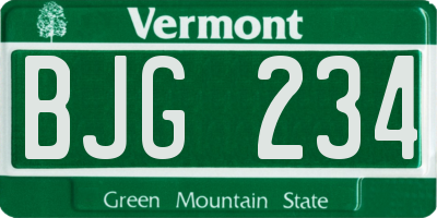 VT license plate BJG234