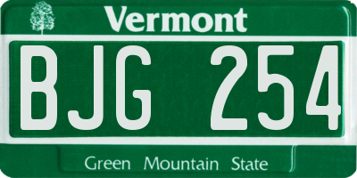 VT license plate BJG254