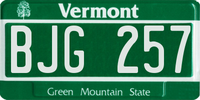 VT license plate BJG257