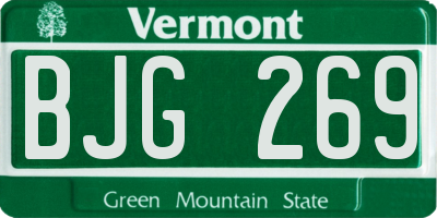 VT license plate BJG269