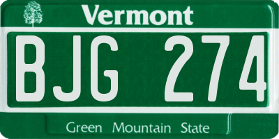 VT license plate BJG274
