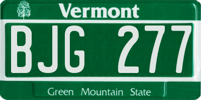 VT license plate BJG277