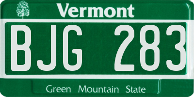 VT license plate BJG283