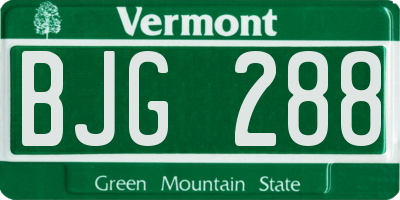 VT license plate BJG288