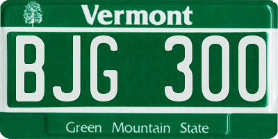 VT license plate BJG300