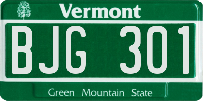 VT license plate BJG301