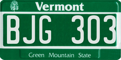 VT license plate BJG303