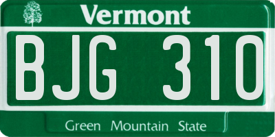 VT license plate BJG310