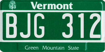VT license plate BJG312