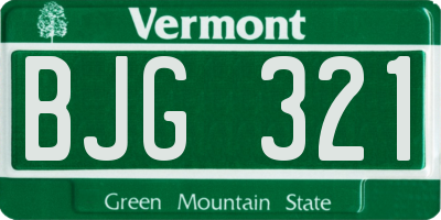 VT license plate BJG321