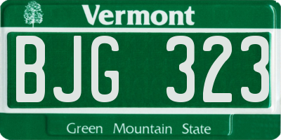 VT license plate BJG323