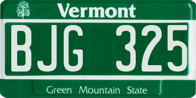 VT license plate BJG325