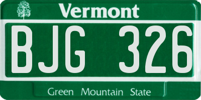 VT license plate BJG326
