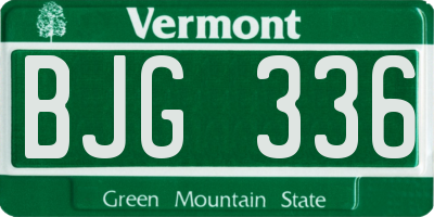 VT license plate BJG336