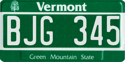VT license plate BJG345