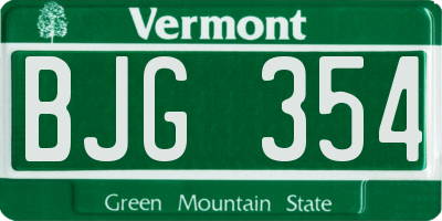 VT license plate BJG354