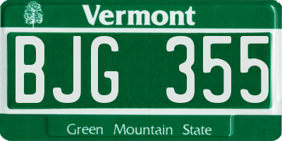 VT license plate BJG355