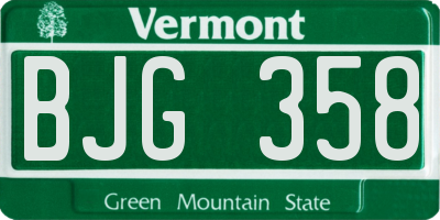 VT license plate BJG358