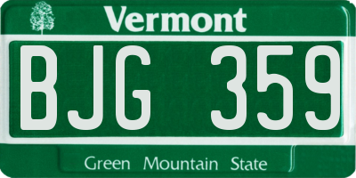 VT license plate BJG359