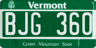 VT license plate BJG360