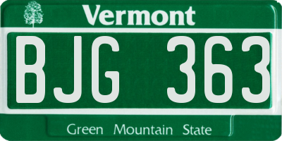 VT license plate BJG363