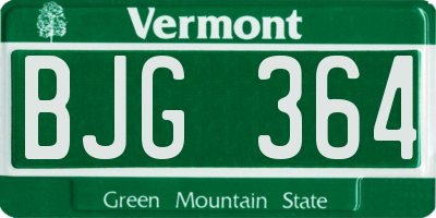 VT license plate BJG364