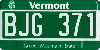 VT license plate BJG371