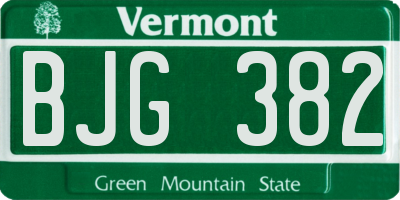 VT license plate BJG382