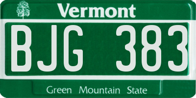 VT license plate BJG383