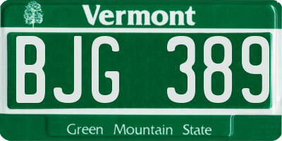 VT license plate BJG389
