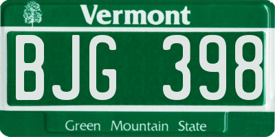 VT license plate BJG398