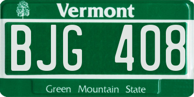 VT license plate BJG408