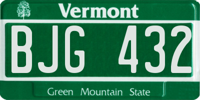 VT license plate BJG432