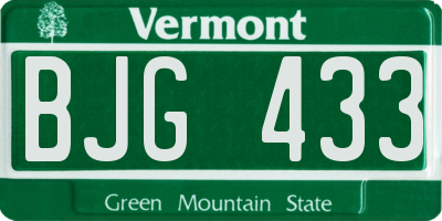 VT license plate BJG433