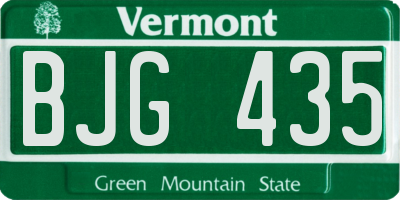 VT license plate BJG435