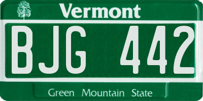 VT license plate BJG442