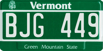 VT license plate BJG449