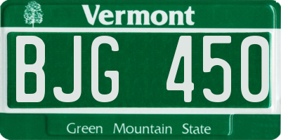 VT license plate BJG450