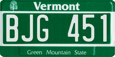 VT license plate BJG451