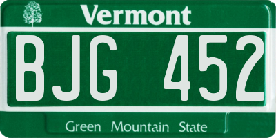 VT license plate BJG452