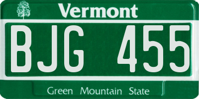 VT license plate BJG455