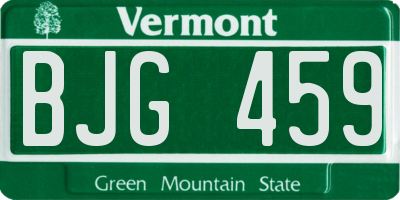VT license plate BJG459