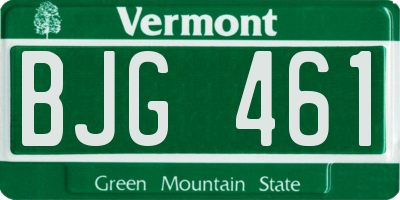 VT license plate BJG461