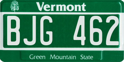 VT license plate BJG462