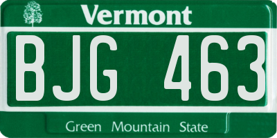 VT license plate BJG463