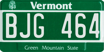 VT license plate BJG464