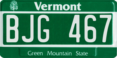 VT license plate BJG467